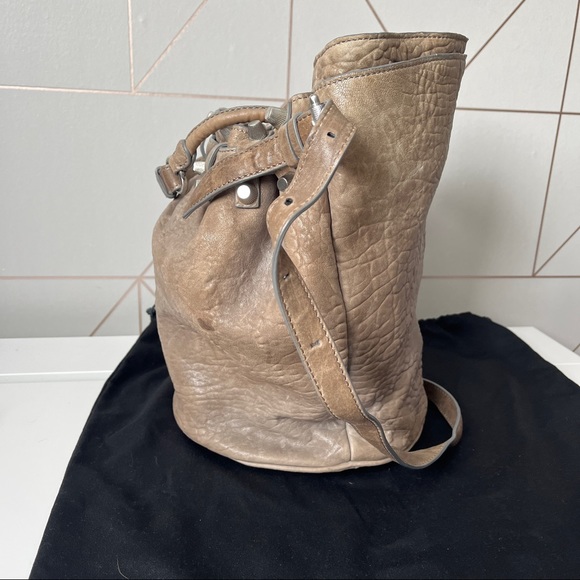 Alexander Wang Taupe Textured Leather Diego Bucket Bag - Picture 10 of 16